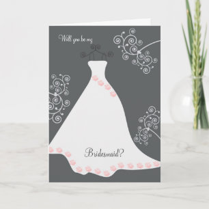 Weiße Hochzeitskleid auf schwarzen Brautjungfer-An Einladung