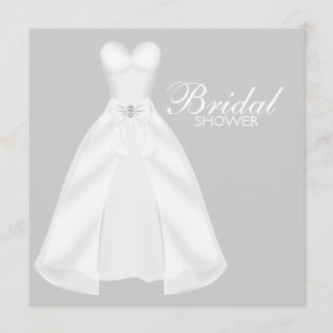Weiße Hochzeitskleid-Brautjunggesellinnenparty Einladung