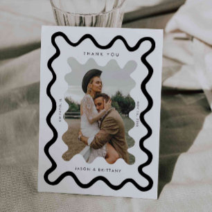 Weiße Hochzeitssache mit kratziger Hand Dankeskarte