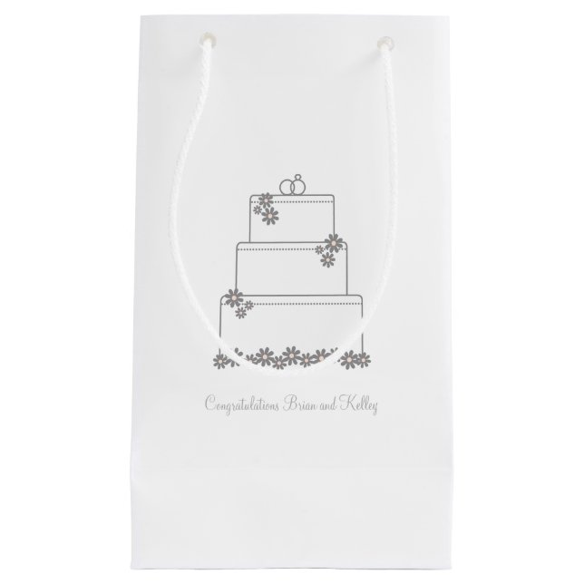 Weiße Hochzeitstorte-Geschenk-Tasche Kleine Geschenktüte (Vorderseite)
