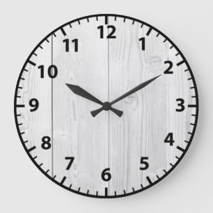 Weiße Holz Shabby Chic Acryl Wanduhr