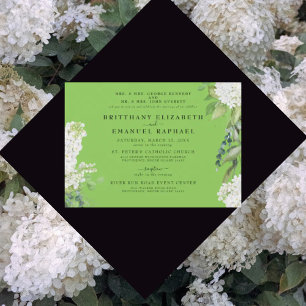 Weiße Hortensie Limettgrün Beide Eltern Hochzeit Einladung