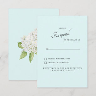 Weiße Hortensien Seafoam Hintergrund Hochzeit RSVP Karte