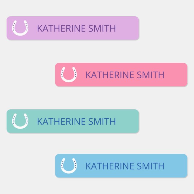 Weiße Hufeisen mit Sternen Lila rosa blau Etiketten (Gruppe)