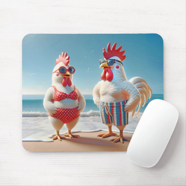 Weiße Hühner tragen Swimsumpfe Mousepad (Mit Mouse)