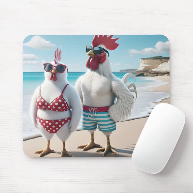 Weiße Hühner tragen Swimsumpfe Mousepad (Mit Mouse)