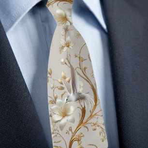 Weiße Hummingvogel Formal floral Necktie Krawatte