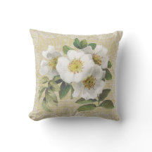 Weiße Hunderosen und Spitzen Blumen vintage Kissen
