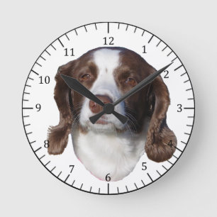 Weiße Hundsuhr Runde Wanduhr