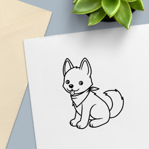 Weiße Husky Welpen Farbe eim Permastempel