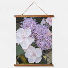 Weiße Hydrangea Aspera Blume Floral Wandteppich Mit Holzrahmen