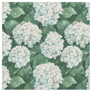 Weiße Hydrangea Grüne Blätter Wasserfarbmuster Stoff