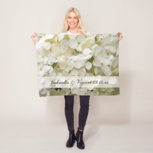 Weiße Hydrangea-Hochzeit Fleecedecke