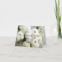 Weiße Hydrangeas und Ranunculus danke Karte