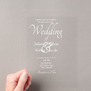 Weiße individuelle Hochzeitseinladung leer Acryleinladungen