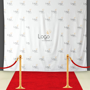 Weiße individuelle Unternehmens-Logo-Step-Repeat-K Wandteppich