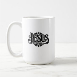 Weiße Kaffeetasse mit Jesus Namen