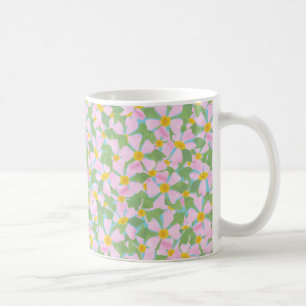 Weiße Kaffeetasse: Rosa Heckenrosen auf Himmelblau Kaffeetasse