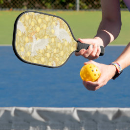 Weiße Kakadus und Zitronen Pickleball Schläger