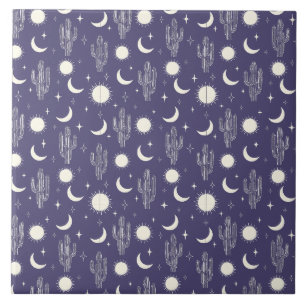 Weiße Kaktusmuster Fliese