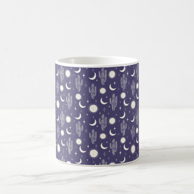 Weiße Kaktusmuster Kaffeetasse (Mittel)