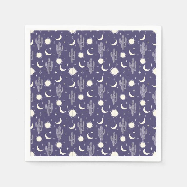 Weiße Kaktusmuster Serviette (Vorderseite)
