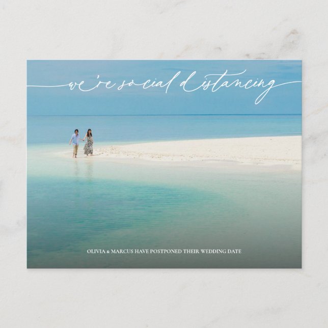 Weiße kalligraphische soziale Distanzierung der Ho Postkarte (Vorderseite)
