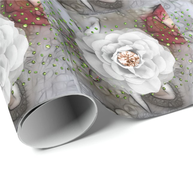Weiße Kamelie Geschenkpapier (Rolleneckpunkt)