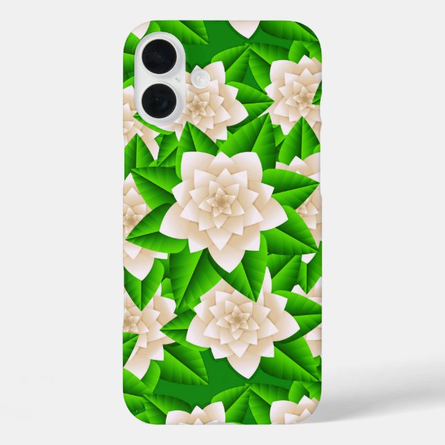 Weiße Kamelien und grüne Blätter Case-Mate iPhone Hülle (Rückseite)