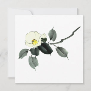 Weiße Kamellia sumi Tinte und japanische Wasserfar Dankeskarte