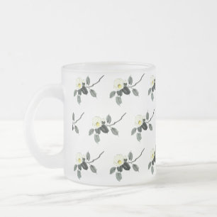 Weiße Kamellia sumi Tinte und japanische Wasserfar Mattglastasse