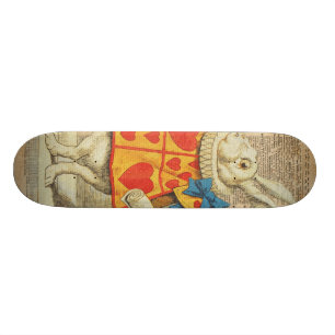 Weiße Kaninchen-Alice im Wunderland-Vintage Grafi Skateboard