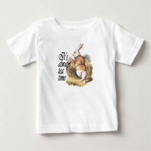 Weiße Kaninchen-Alice im Wunderland-Vintage Kunst Baby T-shirt