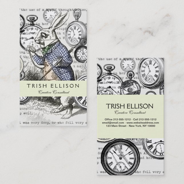 Weiße Kaninchen-Alice im Wunderland Visitenkarte (Vorne/Hinten)