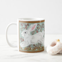 Weiße Kaninchen Berries Saisonale Moos Grüne Tasse