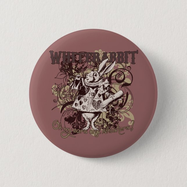 Weiße Kaninchen Carnivale Art Button (Vorderseite)