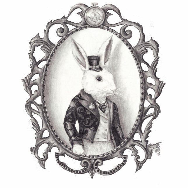 Weiße Kaninchen-Foto-Skulptur-Alice im Wunderland Freistehende Fotoskulptur (Vorne)