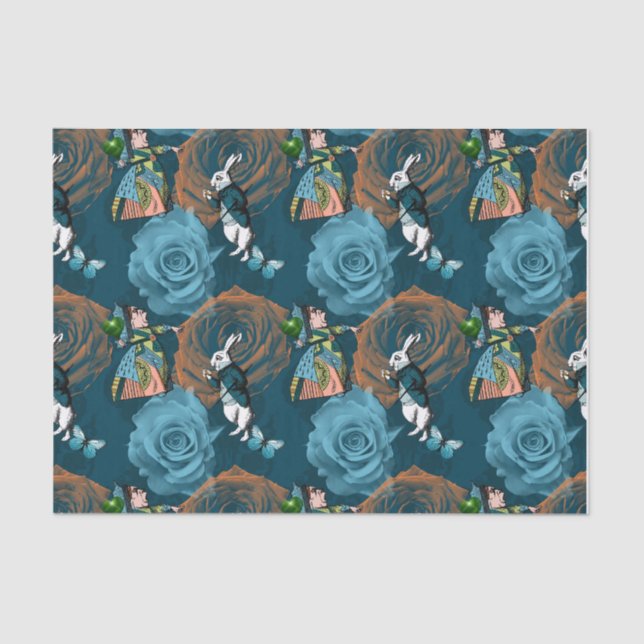 Weiße Kaninchen Königin der Herzen Rose Seidenpapier (Vorderseite)