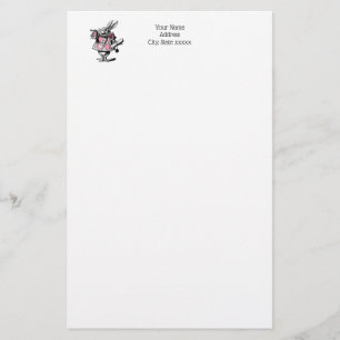 Weiße Kaninchen-Trompeter Alice Adv Wonderland Pin Briefpapier