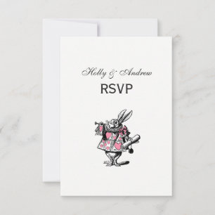 Weiße Kaninchen-Trompeter Alice Adv Wonderland Pin RSVP Karte