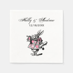 Weiße Kaninchen-Trompeter Alice Adv Wonderland Pin Serviette