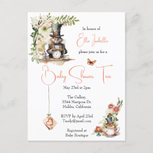 Weiße Kaninchen und Viktorianische Teacup-Maus Postkarte