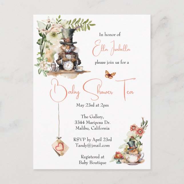 Weiße Kaninchen und Viktorianische Teacup-Maus Postkarte (Vorderseite)