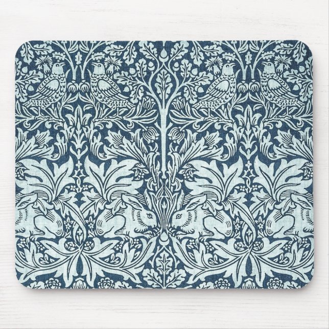 Weiße Kaninchen - William Morris Mousepad (Vorne)