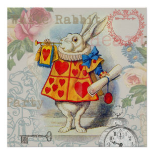 Weiße Kaninchenherzen Alice Klassiker Poster