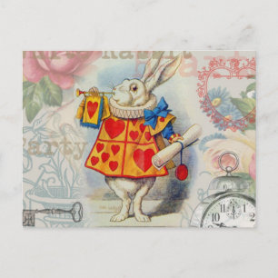 Weiße Kaninchenherzen Alice Klassiker Postkarte