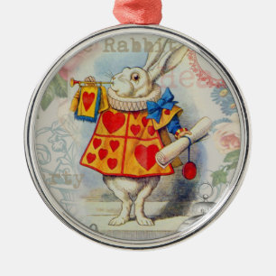 Weiße Kaninchenherzen Alice Klassiker Silbernes Ornament