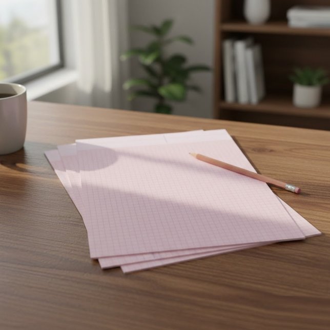 Weiße karierte ästhetische rosa Millimeterpapierbö Briefbogen (loose leaf grid paper sheets, art and design graph paper)
