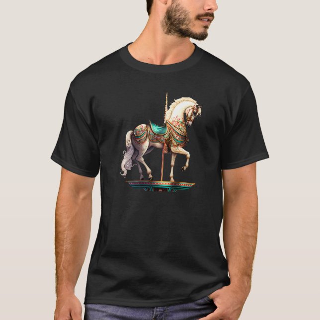 Weiße Karussellpferd Premium T-Shirt (Vorderseite)