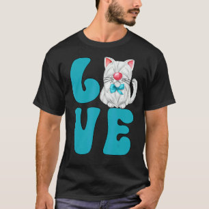 Weiße Kätzchen-Liebe-Katze-Wasserfarbe-Grafik Für T-Shirt